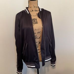 Black satin bomber jacket